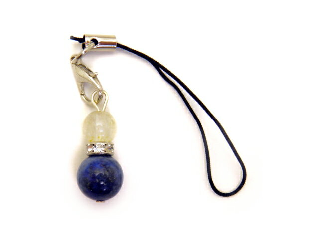 ラピスラズリ&ルチルクォーツ ひょうたんストラップ 仕事でステップアップしたい 天然石の携帯ストラップ・スマートフォンストラップ パワーストーン / インペリア...