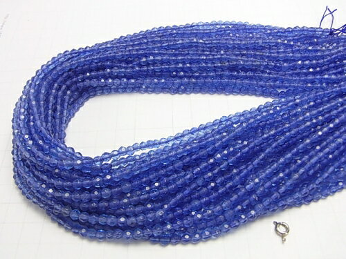 ブルーベリークォーツ 32面ラウンドカット4mm 一連（約38cm）パワーストー...