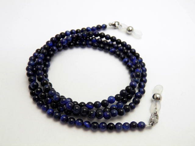 天然石 ラピスブルータイガーアイ3A 4mm玉 メガネチェーン パワーストーン 眼鏡チェーン グラスコード プチギフト 転勤 退職 お礼 母の日 敬老の日 クリスマス ギフト / インペリアルオーラ おしゃれ かわいい オシャレ 可愛い プレゼント ギフト 贈り物