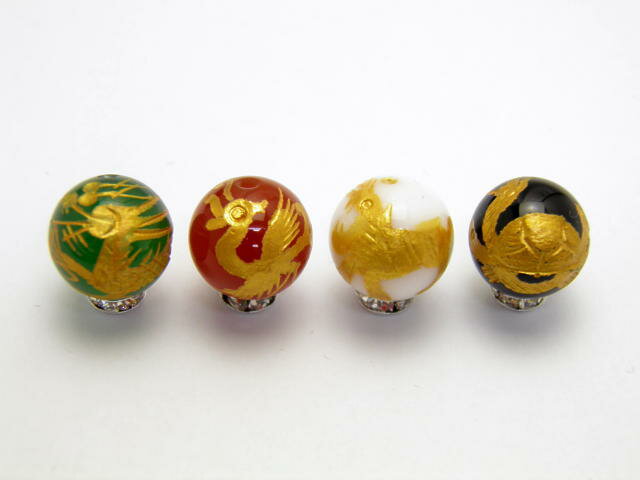 四神獣4点セット タイプ2 天然石各種金彫り 彫刻ビーズ 12mm玉 青龍・朱雀・白虎・玄武 天然石 パワーストーン / インペリアルオーラ おしゃれ かわいい オシャレ 可愛い プレゼント ギフト 贈り物