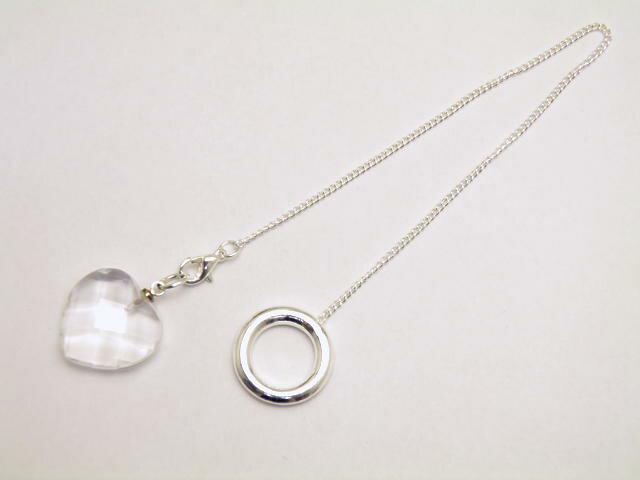 水晶（人工）カット ハート型 約19×19mm ダウジング ペンデュラム チェーン 170mm 1本売り / 天然石、パワーストーンの専門店インペリアルオーラ おしゃれ かわいい オシャレ 可愛い プレゼント ギフト 贈り物