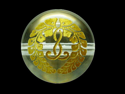 水晶14mm (金) 家紋彫刻ビーズ 水晶【下り藤】横穴 一粒売りビーズ】 天然石 パワーストーン / インペリアルオーラ おしゃれ かわいい オシャレ 可愛い プレゼント ギフト 贈り物