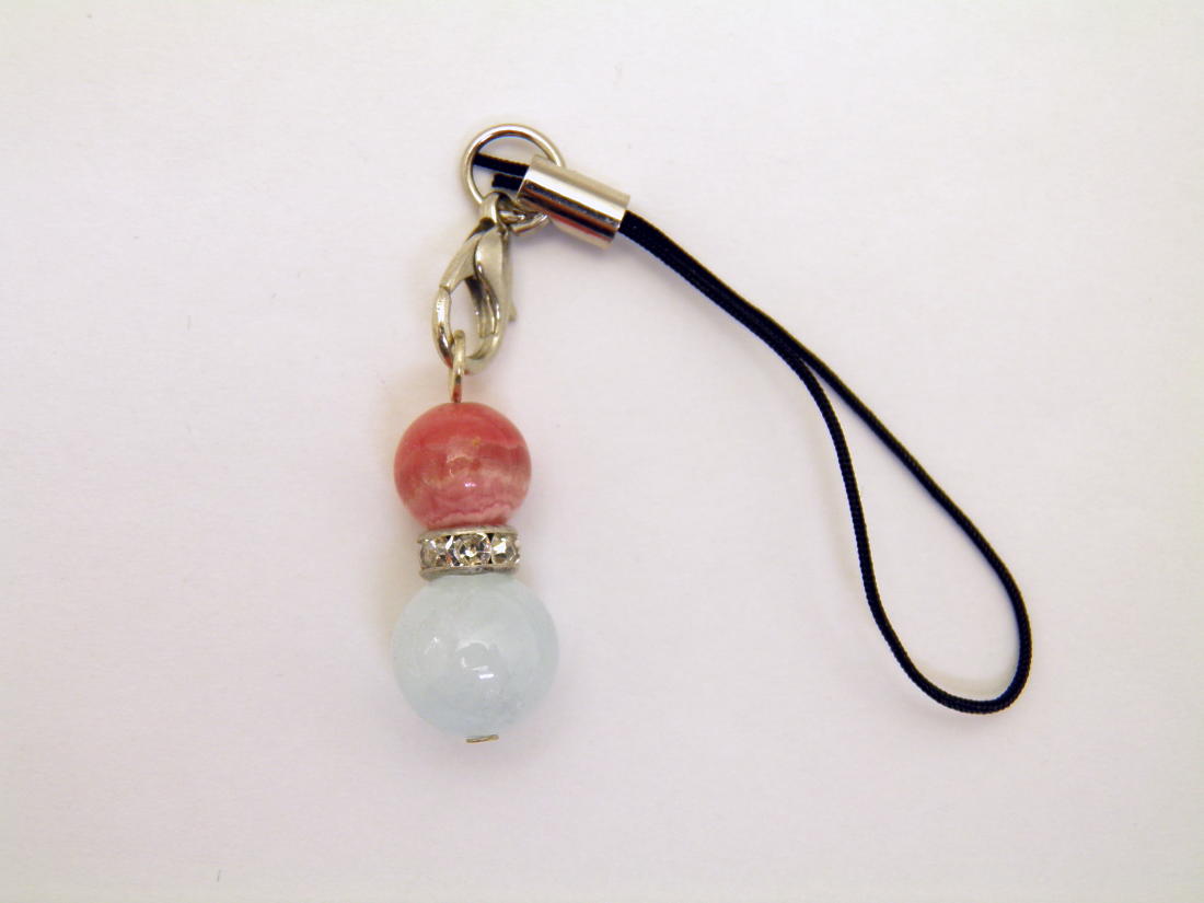 インカローズ＆アクアマリン ひょうたんストラップ 理想の結婚相手を手に入れたい 天然石の携帯ストラップ・スマートフォンストラップ パワーストーン / インペリアルオーラ おしゃれ かわいい オシャレ 可愛い プレゼント ギフト 贈り物