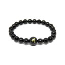 サ・観世音菩薩 オニキス (金色入り) 梵字玉 12mm ブレスレット 天然石 パワーストーン プチギフト 転勤 退職 お礼 母の日 敬老の日 クリスマス ギフ...