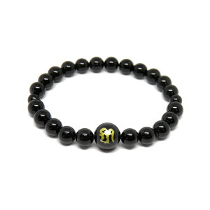 シリー・吉祥天/最勝仏頂/仏眼仏母/祥天女 オニキス (金色入り) 梵字玉 12mm ブレスレット 天然石 パワーストーン プチギフト 転勤 退職 お礼 母の日 敬老の日 クリスマス ギフト / インペリアルオーラ おしゃれ かわいい オシャレ 可愛い プレゼント ギフト 贈り物