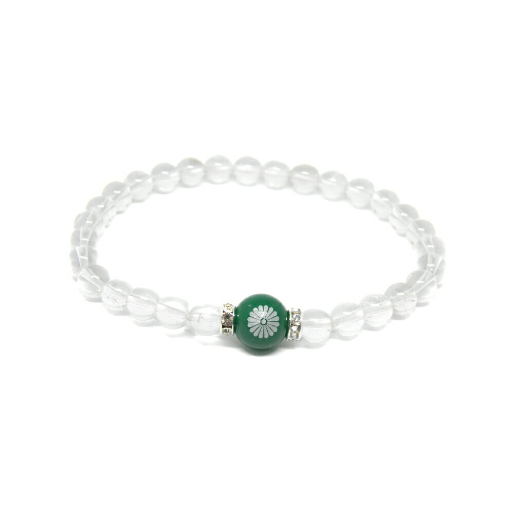 『菊紋章』グリーンメノウ 銀彫り 10mm ブレスレット 天然石 パワーストーン プチギフト 転勤 退職 お礼 母の日 敬老の日 クリスマス ギフト / インペ...