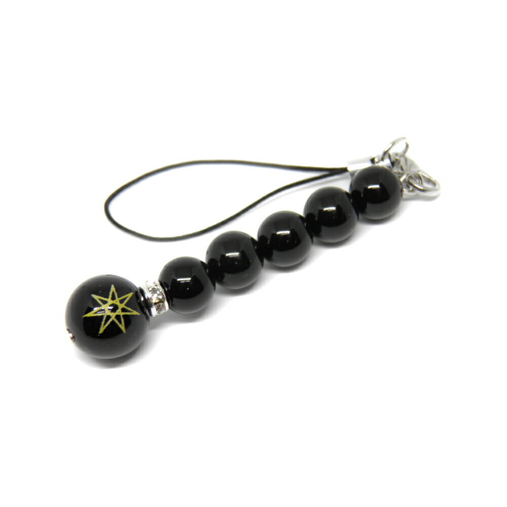 七芒星 携帯ストラップ オニキス 天然石 パワーストーン プチギフト 転勤 退職 お礼 母の日 敬老の日 ギフト / インペリアルオーラ おしゃれ かわいい オ...