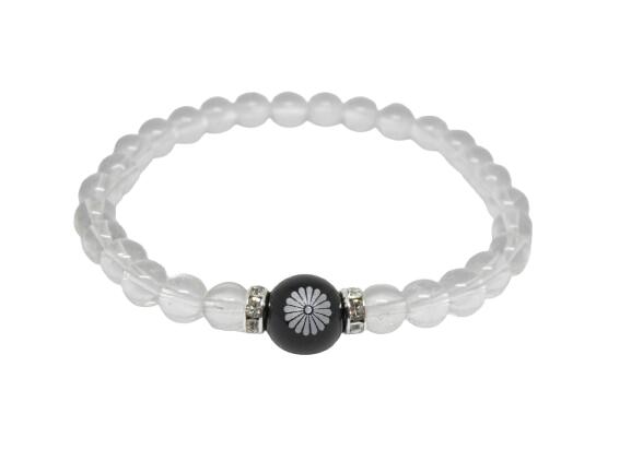 『菊紋章』オニキス 銀彫り 10mm ブレスレット 天然石 パワーストーン プチギフト 転勤 退職 お礼 母の日 敬老の日 クリスマス ギフト / インペリアル...