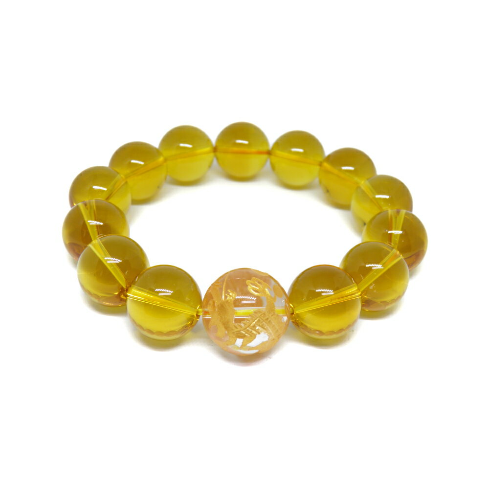 水晶金彫り五爪龍18mm&シトリン16mm 大玉ブレスレット 数珠 ブレスレット メンズ 男性用 天然石 パワーストーン / インペリアルオーラ おしゃれ かわ...