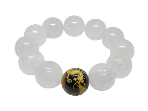 現品 20mm タイガーアイ金龍&ローズクォーツ 大玉ブレスレット 数珠 ブレスレット メンズ 男性用 天然石 パワーストーン / インペリアルオーラ おしゃれ...