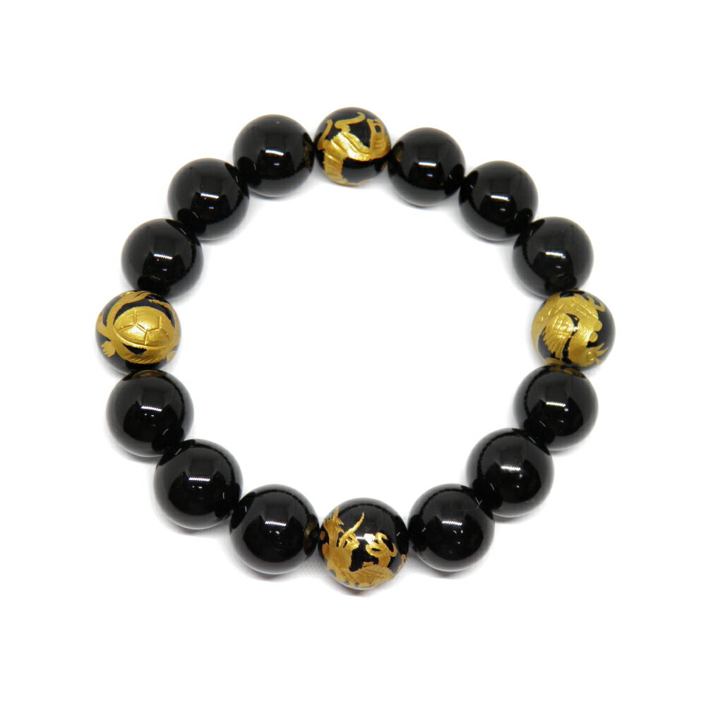 四神獣ブレスレット 豪華絢爛 オニキス金彫り16mm 天然石 パワーストーン プチギフト 転勤 退職 お礼 母の日 敬老の日 ギフト / インペリアルオーラ お...