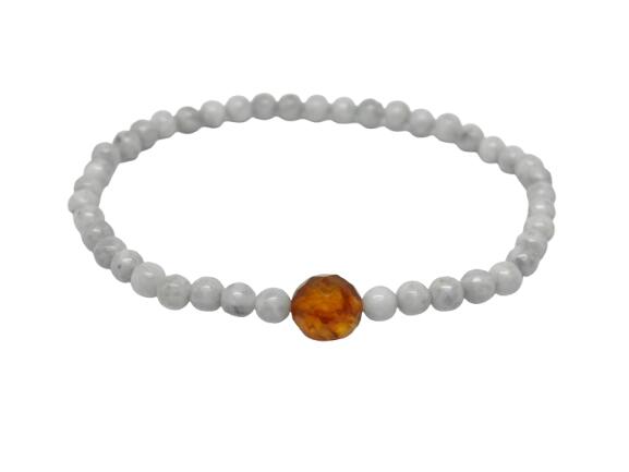 高品質【ブレスレット】日本翡翠 (糸魚川産) (約4mm) 天然琥珀 (アンバー) 64面カット 8mm 天然石 風水 パワーストーン / インペリアルオーラ ...