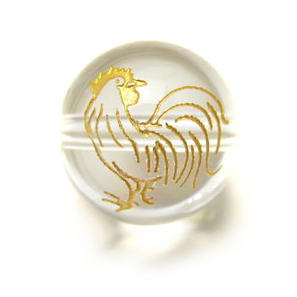 乐天商城 - 酉(とり)水晶(金色入り)12mm【彫刻 一粒売りビーズ】 天然石 パワーストーン / インペリアルオーラ おしゃれ かわいい オシャレ 可愛い プレゼント ギフト 贈り物 彫刻ビーズ 彫りビーズ