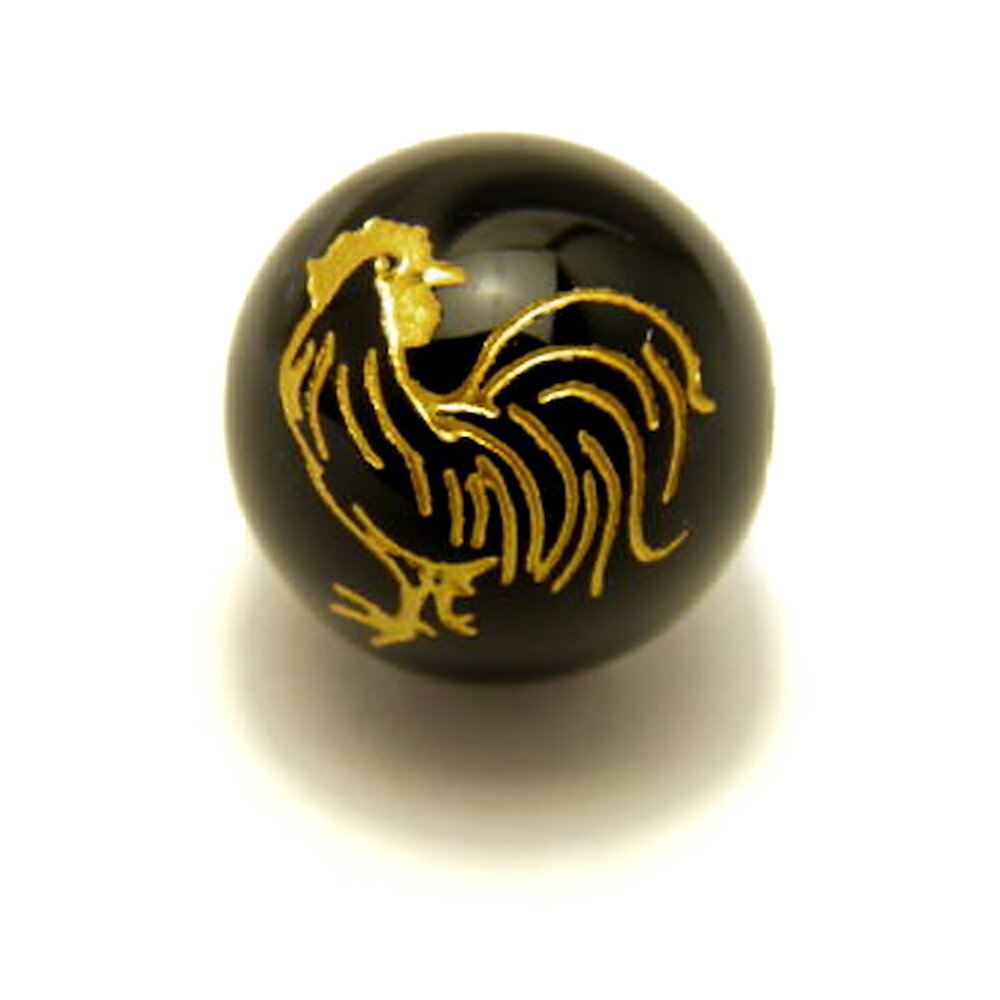 乐天商城 - 酉(とり)オニキス(金色入り)12mm【彫刻 一粒売りビーズ】 天然石 パワーストーン / インペリアルオーラ おしゃれ かわいい オシャレ 可愛い プレゼント ギフト 贈り物 彫刻ビーズ 彫りビーズ