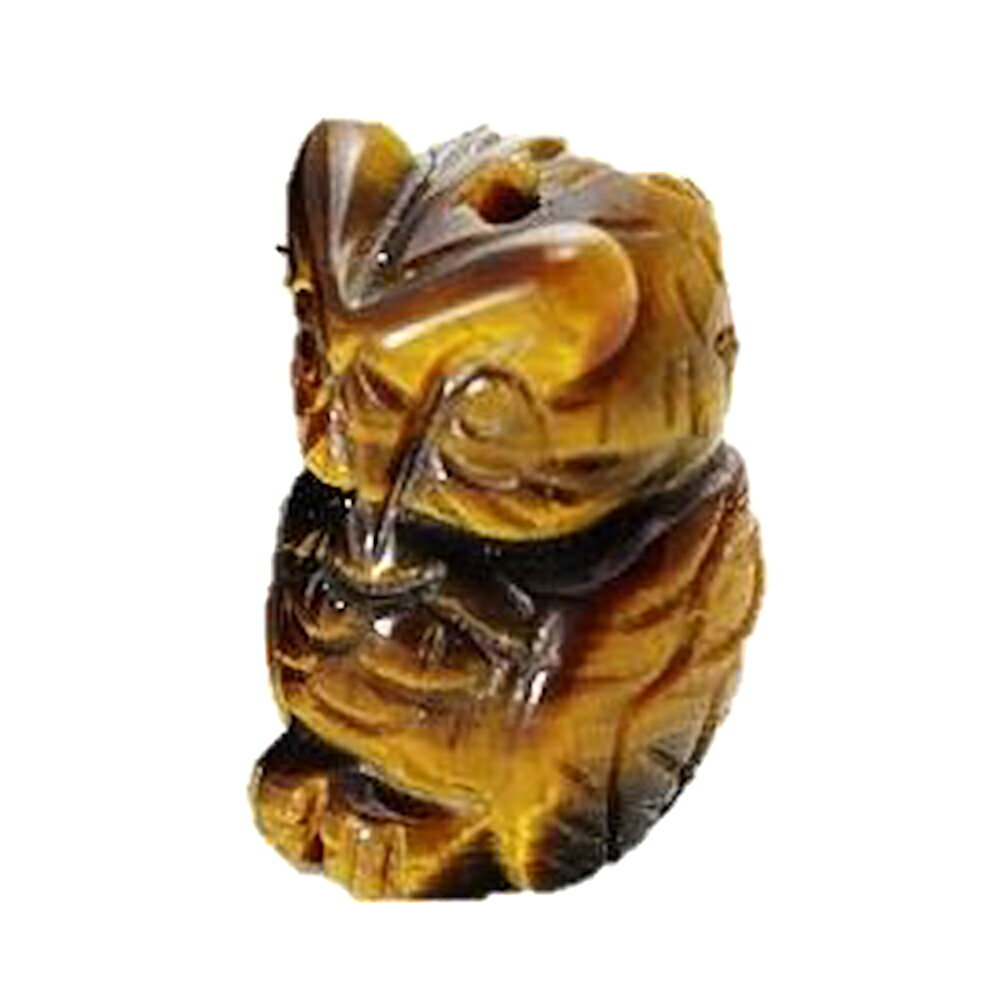 パワーストーン モチーフビーズ(立体)ミニふくろう (穴あり) タイガーアイ(16mm) 1個売り バラ売り 手作りにオススメ! 天然石 パワーストーン / イ...