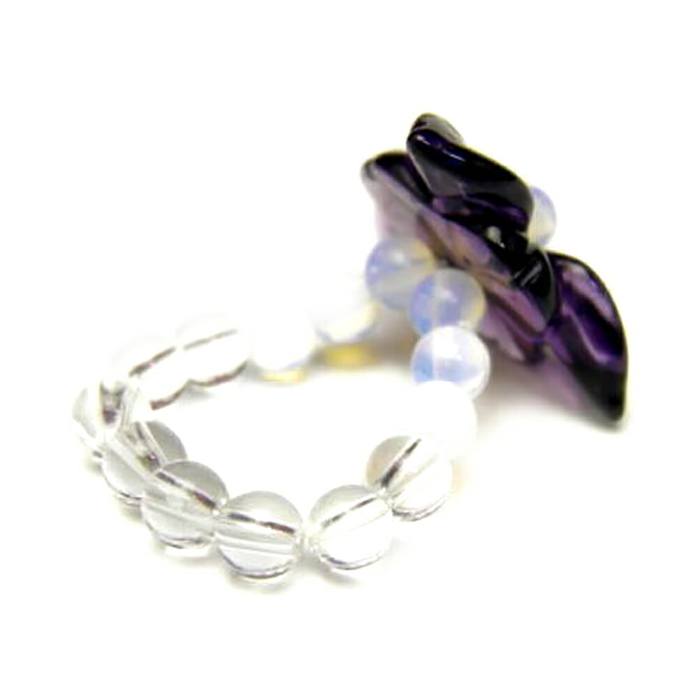 【AR0004シリーズ】ハイビスカス リング・指輪 アメジスト (ビーズタイプ) 天然石 パワーストーン プチギフト 転勤 退職 お礼 母の日 敬老の日 クリス...