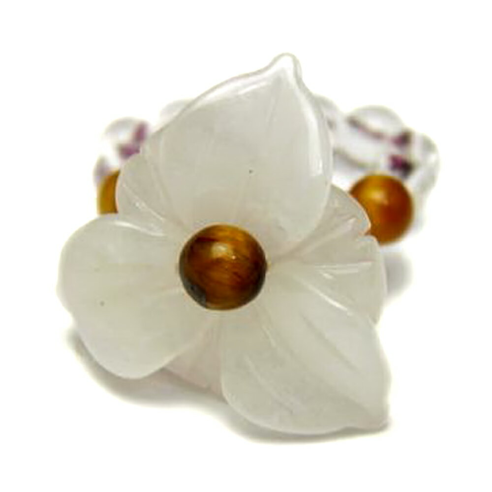 【AR0004シリーズ】ハイビスカス リング・指輪 ホワイトジェード (ビーズタイプ) 天然石 パワーストーン プチギフト 転勤 退職 お礼 母の日 敬老の日 ...