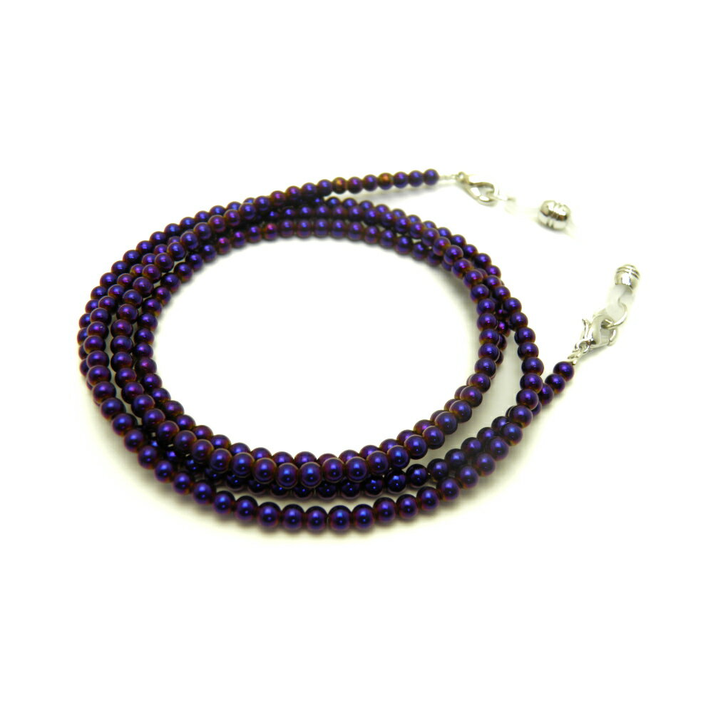 天然石 ヘマタイト メタリックパープル 3mm玉 メガネチェーン 眼鏡チェーン グラスコード プチギフト 転勤 退職 お礼 母の日 敬老の日 クリスマス ギフト...