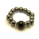 ヘマタイト 4mm リング 指輪 天然チベット産黒水晶 (モリオン) 6mm ポイント消化 パワーストーン / インペリアルオーラ おしゃれ かわいい オシャレ...