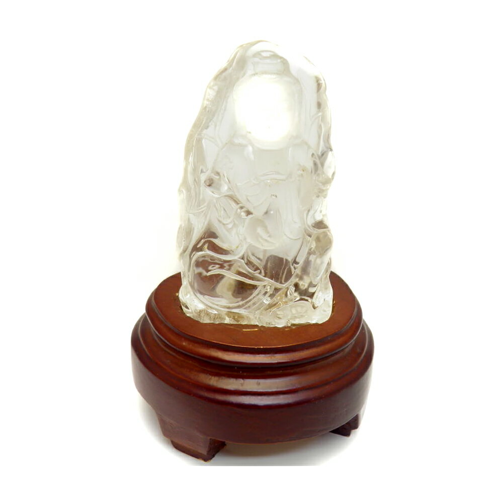 高級1点物  彫刻置物  観音 水晶 (台付) 天然石 パワーストーン プチギ...