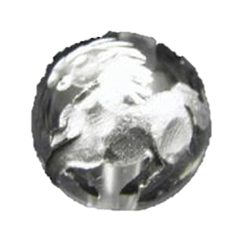 【彫刻ビーズ・彫りビーズ】本格派！銀彫り『銀馬』本水晶 10mm 【彫刻 一粒売りビーズ】 天然石 パワ..