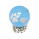 猫の肉球ビーズ ブルーカルセドニー 12mm玉 白彫り 猫の足跡 タイプ2 レーザー彫刻ビーズ・彫りビーズ 手作りにオススメ! 天然石 パワーストーン / イン...