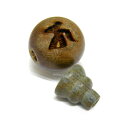 親玉・ボサ玉セット 12mm 檀香樹 キャ(十一面観音) 梵字 数珠 (念珠)彫刻ビーズ・彫りビーズ / 天然石、パワーストーンの専門店インペリアルオーラ おし...