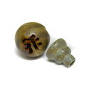 親玉・ボサ玉セット 12mm 檀香樹 ギャク・歓喜天(聖天)/金剛塗香菩薩 梵字 数珠 (念珠)彫刻ビーズ・彫りビーズ / 天然石、パワーストーンの専門店インペ...