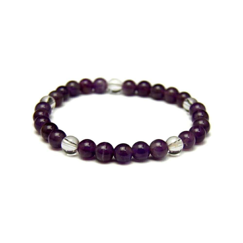 【6mm_Simple_5´sブレスレット】アメジスト ブレスレット 天然石 パワーストーン プチギフト 転勤 退職 お礼 母の日 敬老の日 クリスマス ギフト...
