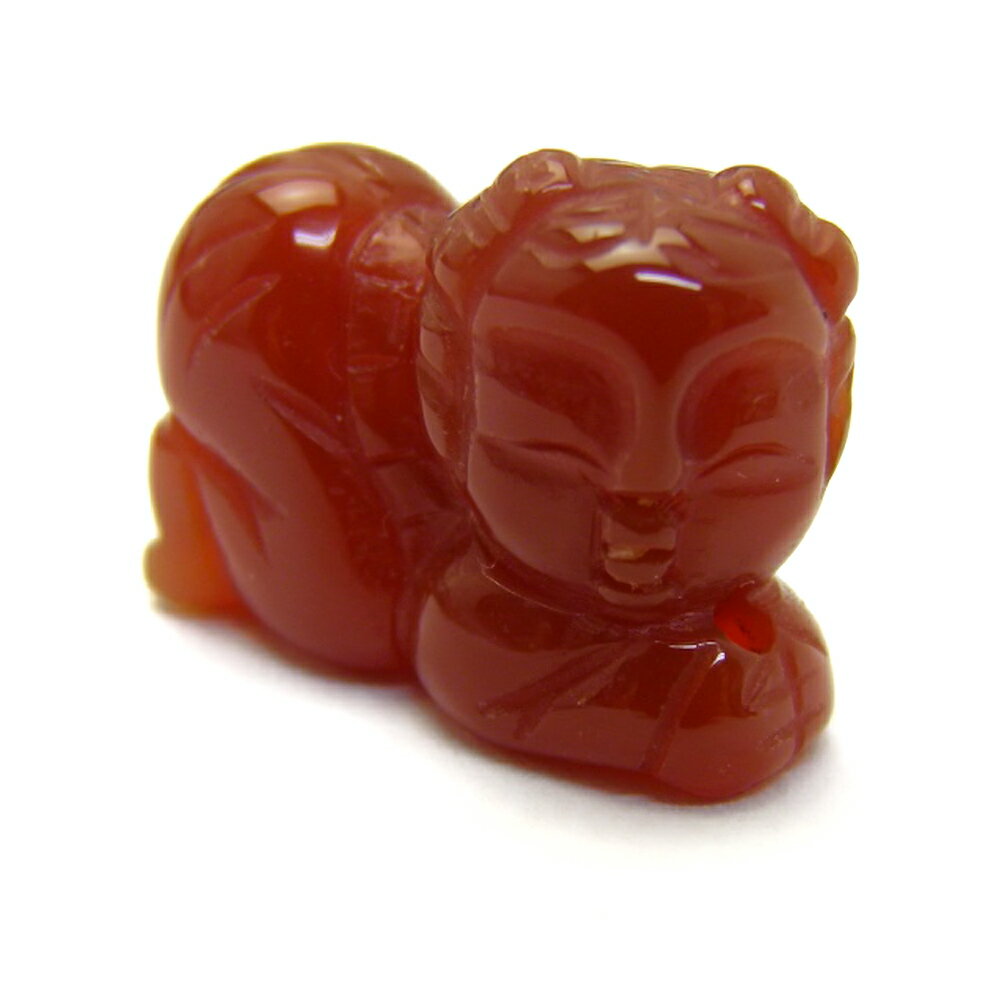  彫刻置物 招財童子 彫刻パーツ 赤メノウ 1個売り 天然石 パワーストー...
