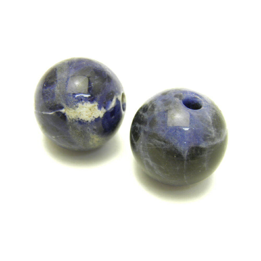 穴あき丸玉 20mm（3mm穴） ソーダライト 【穴あり一粒売りビーズ】 天然石 パワーストーン / インペリアルオーラ おしゃれ かわいい オシャレ 可愛い プレゼント ギフト 贈り物