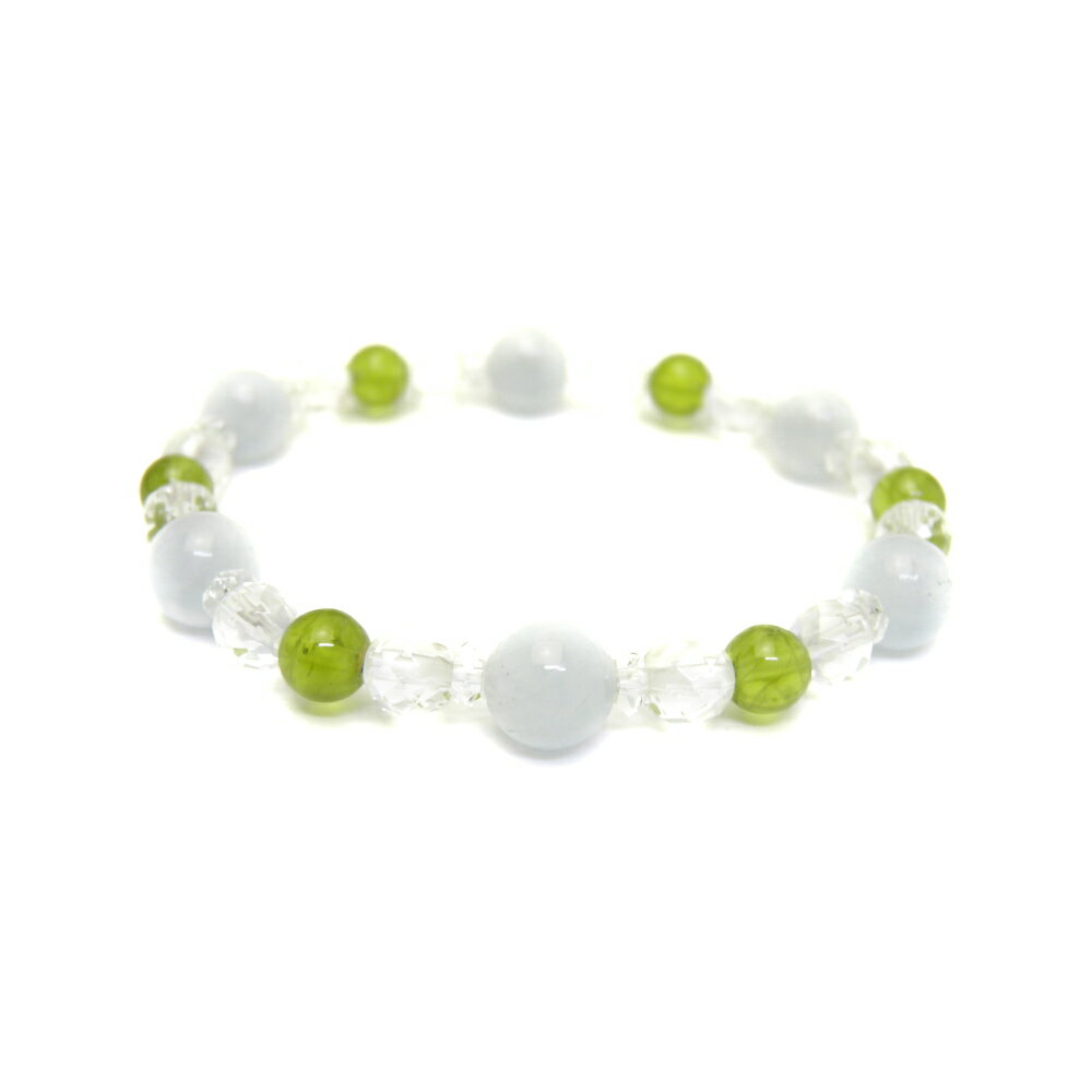 【Premium_6´sブレスレット】 8mm＆6mmシンプルブレスレット アクアマリン＆ペリドット 天然石 パワーストーンのサムネイル