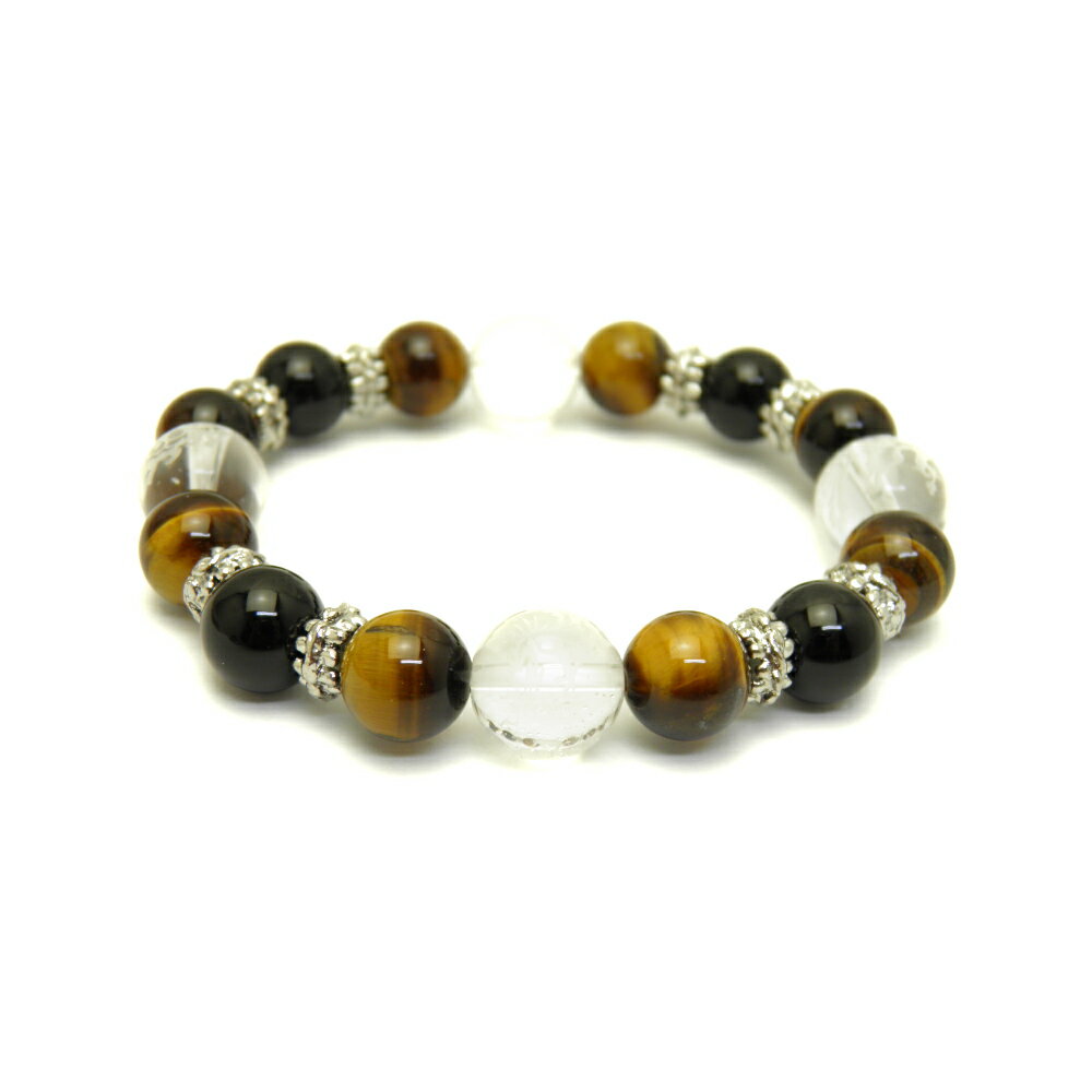 天然石 四神獣ブレスレット タイガーアイ&オニキス&四神獣 水晶 パワーストーン 四神相応数珠ブレスレット バラ売り メンズ レディース 四神獣パワーストーン ...