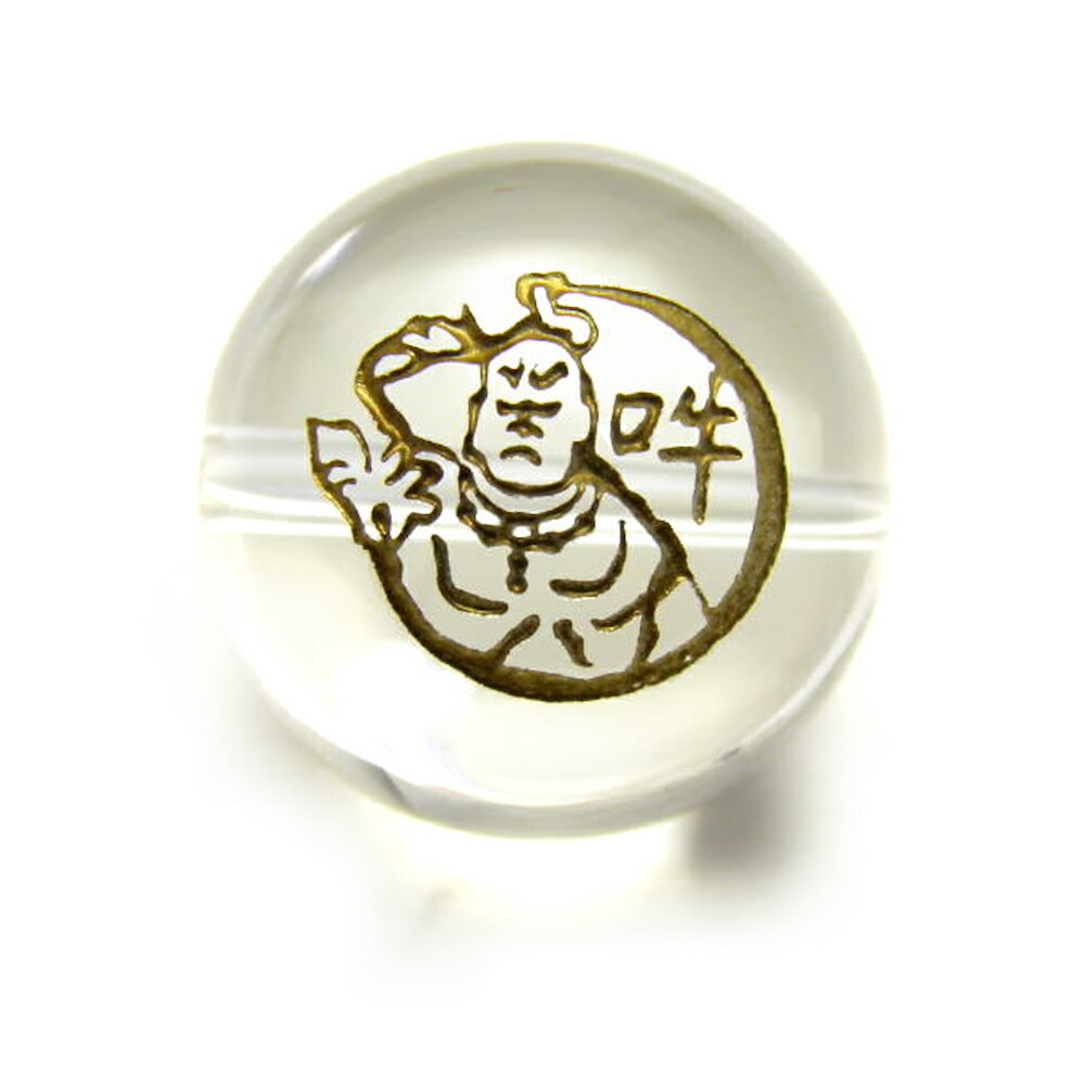 彫刻ビーズ・彫りビーズ】水晶 阿吽 『吽』 金彫り 14mm 天然石 パワーストーン / インペリアルオーラ おしゃれ かわいい オシャレ 可愛い プレゼント ギフト 贈り物