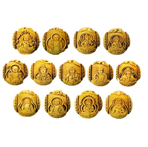 闘龍文字 【浮彫】十三仏・ご本尊・梵字玉 菱紋入り 20mm 柘植大玉 横穴セット 約3.5mm穴 / 天然石、パワーストーンの専門店インペリアルオーラ おしゃ...