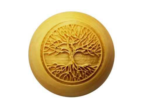 生命の樹 柘植玉 彫刻ビーズ 横穴 12mm No.003【穴あり一粒売りビーズ】 / 天然石、パワ ...