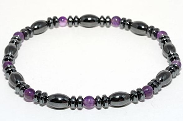 磁気ヘマタイト涙型ブレス アメジスト レディース&メンズ ギフトに最適 数珠 ブレスレット 天然石 風水 パワーストーン プチギフト 転勤 退職 お礼 母の日 ...