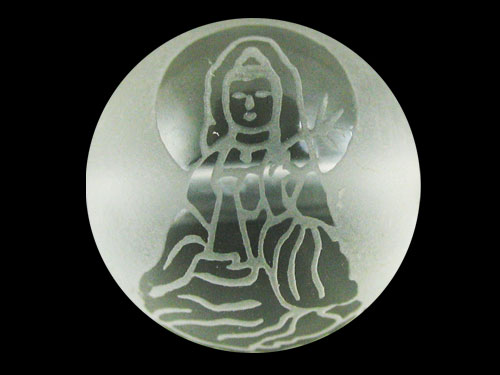 聖観音 サンドブラスト玉 14mm フロスト水晶 【彫刻 一粒売りビーズ】 パワーストーン / インペリアルオーラ おしゃれ かわいい オシャレ 可愛い プレゼント ギフト 贈り物