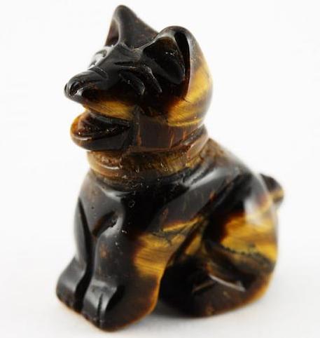 ミニ彫り物 お座り犬 タイガーアイ 天然石 パワーストーン プチギフト 転勤 退職 お礼 母の日 敬老の日 クリスマス ギフト / インペリアルオーラ おしゃれ...