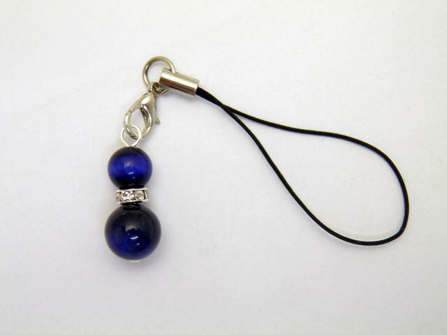 ひょうたんストラップ M ラピスブルータイガーアイ パワーストーンストラップ ひょうたん携帯ストラップ ひょうたんスマホピアス 瓢箪 ひょうたんイヤホンジャック パワーストーン / インペリアルオーラ おしゃれ かわいい オシャレ 可愛い プレゼント ギフト 贈り物