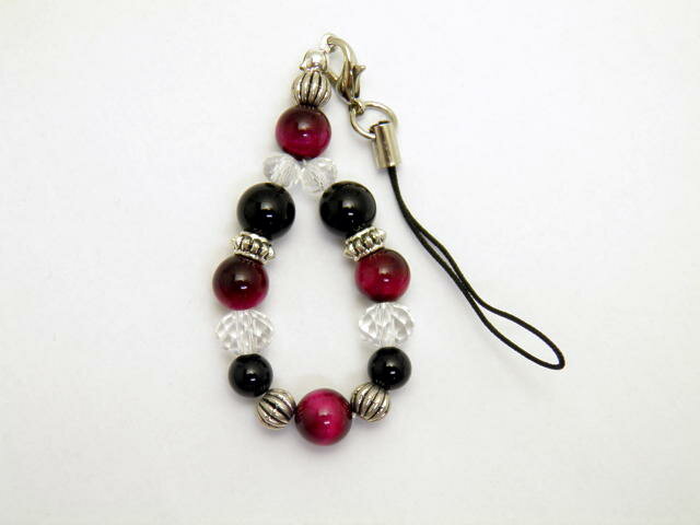 オニキス&タイガーアイのストラップ ピンクタイガーアイ 風水 パワーストーン プチギフト 転勤 退職 お礼 母の日 敬老の日 クリスマス ギフト / インペリア...