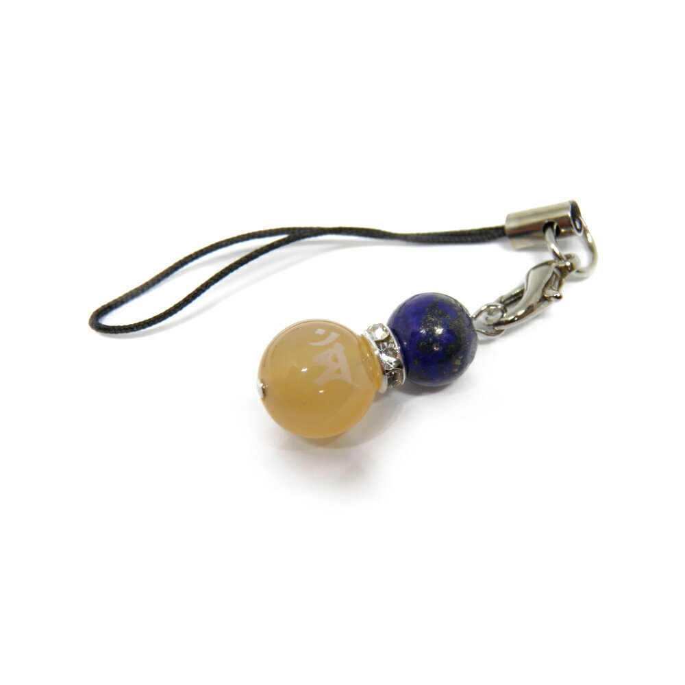 文殊菩薩 マン(素)携帯ストラップ カーネリアン ラピスラズリ ひょうたんストラップ 合格祈願 天然石 パワーストーン プチギフト 転勤 退職 お礼 母の日 敬...