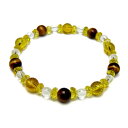 タイガーアイとシトリンの8mm パワーストーンのブレスレット メンズ/レディース 天然石の数珠(腕輪念珠) ブレスレット ギフトにも最適 厄除け/お守り / イ...