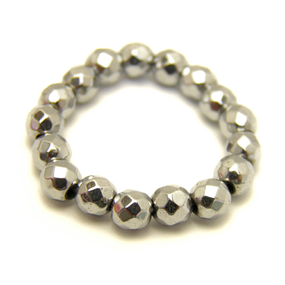 磁気ヘマタイト カット 4mm リング 銀(指輪)11-14号 パワーストーン 天然石 バラ売り プチギフト 転勤 退職 お礼 母の日 ギフト / インペリアル...