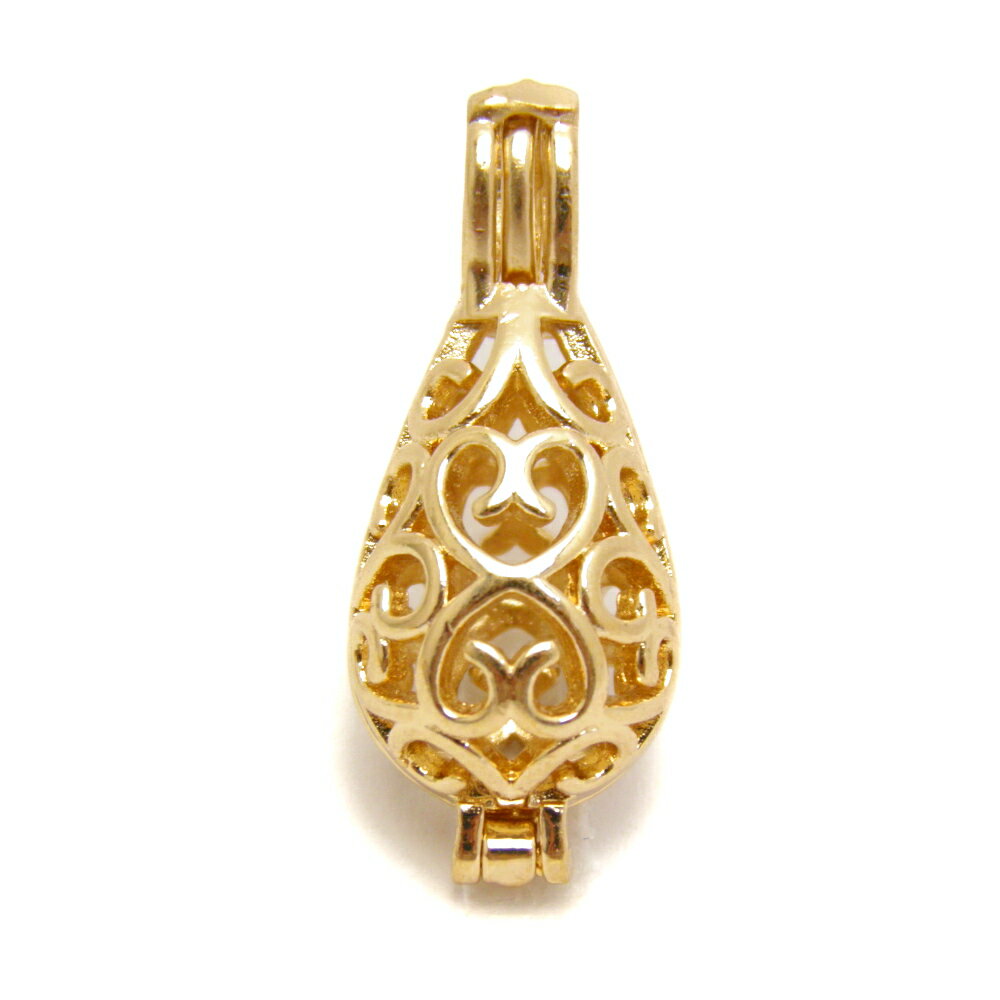 かごペンダントトップ シード 8mm玉 ゴールドカラー 1個売り アロマペンダント アロマペンダントトップ アロマ ペンダント / 天然石、パワーストーンの専門...