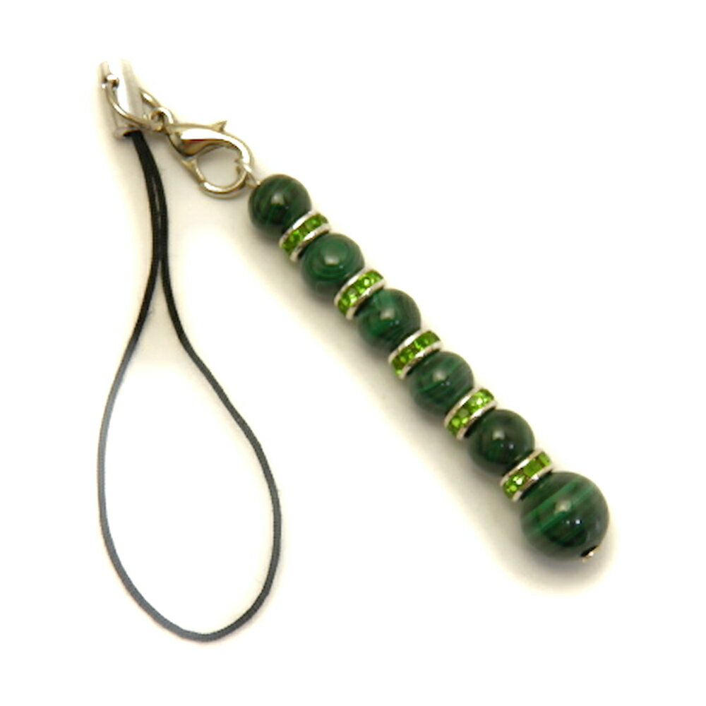 【ストラップ】 ストレートタイプ マラカイト 携帯ストラップ 天然石 パワーストーン プチギフト 転勤 退職 お礼 母の日 ギフト / インペリアルオーラ おし...