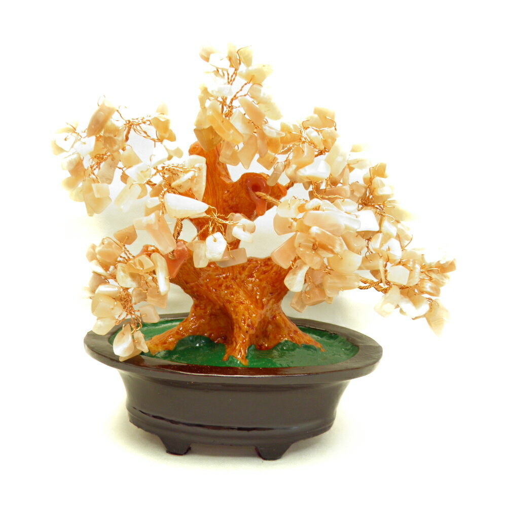 天然石ツリー 鉢タイプ オレンジムーンストーン パワーストーン プチギフ...