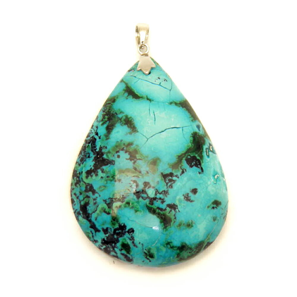現品 クリソコラ ペンダントトップ 30×43mm 1個売り 送料無料 天然石 パワーストーン / インペリアルオーラ おしゃれ かわいい オシャレ 可愛い プ...