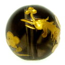 スモーキークォーツ 10mm (金彫り) 鳳凰 ブラジル産 【彫刻 一粒売りビーズ】 天然石 パワーストーン / インペリアルオーラ おしゃれ かわいい オシャ...