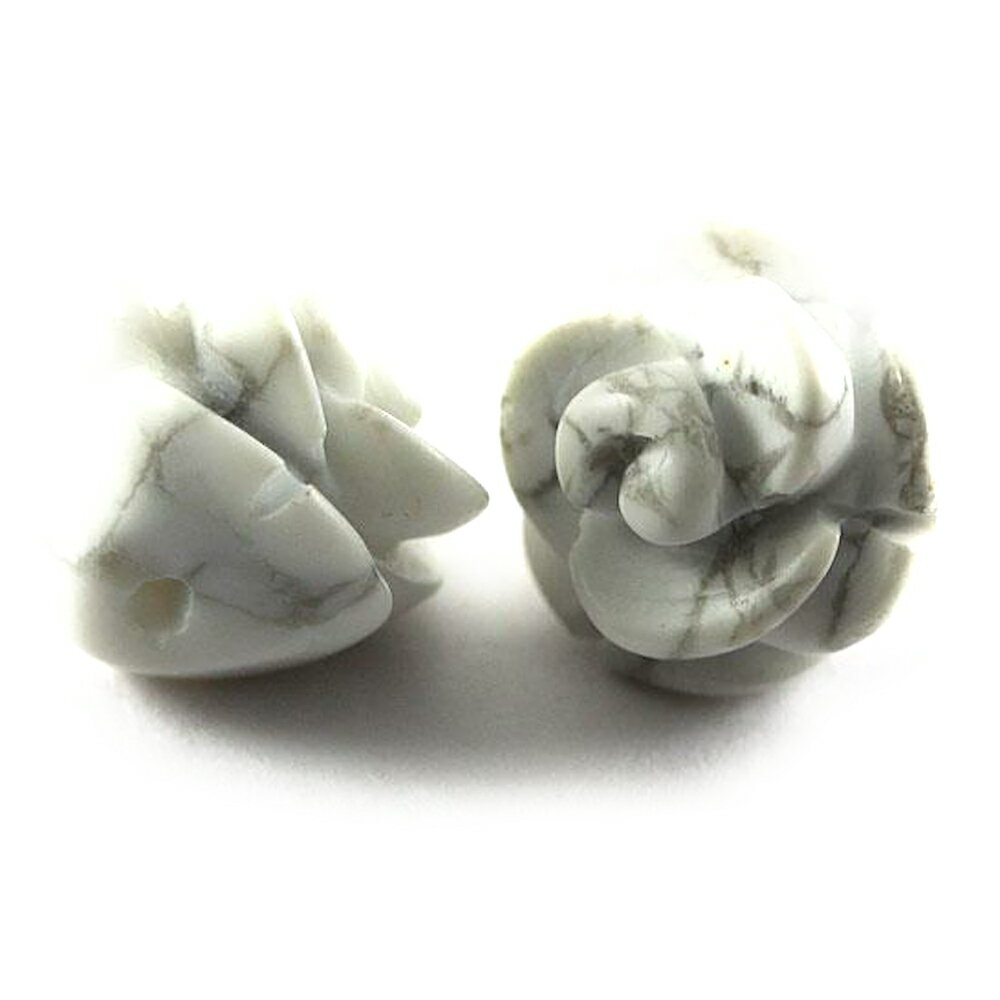 【モチーフビーズ】薔薇 (立体) 10mm ホワイトハウライト 一粒売り 手作りにオススメ！ バラ売り 風水 パワーストーン / インペリアルオーラ おしゃれ かわいい オシャレ 可愛い プレゼント ギフト 贈り物